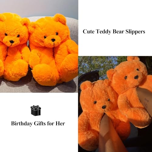 Teddy Bear Slippers, Christmas Cute Winter Warm Fluffy Fuzzy Soft Cute Animal Slippers Women House Indoor Cartoon Women Girls2