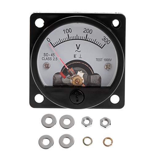 Kcnsieou Useful Voltmeter SO-45 AC 0-300V Round Analog Dial Panel Meter Voltmeter Gauge Black