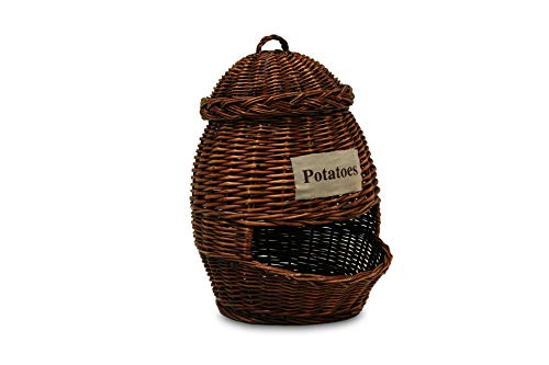 Panier à pommes de terre BUAR ARTESANOS en rotin brun, rond, rustique pour décoration en cuisine