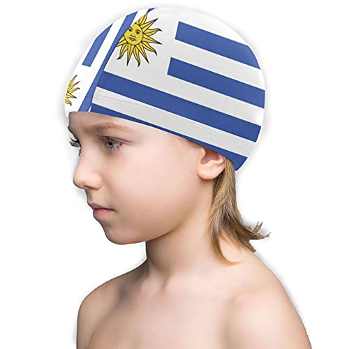 Funny Club Zwemmutsen voor jongens meisjes, Uruguay Vlag Unisex Zwembadmutsen voor korte/lang haar voor de leeftijd 3-15… - Image 3