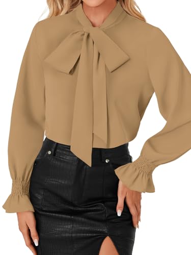 Image of LYANER Women's Bow Tie Neck Business Work Blouse