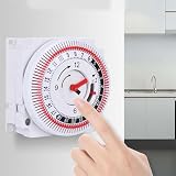 HEIBTENY 24 horas calentador mecánico temporizador interruptor 16A programable ahorro de energía para dial para calefacción central, calentadores de agua, luces y acuarios, anulación manual con