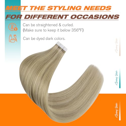 Image of Sunny Hair Tape in Extensions Golden Blonde Highlight Medium Blonde