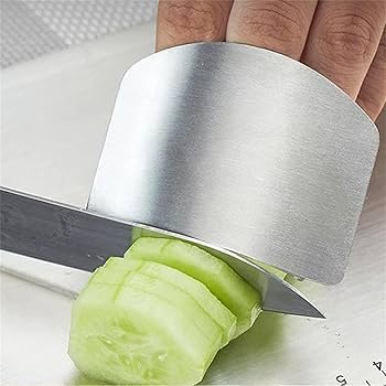 Image of axenta Stainless Steel Finger Guard for Safe Cutting - Adjustable Knife Finger Protector for Kitchen, Anti-Cut Finger Guard Shield for Slicing, Chopping, Dicing Pack of 1