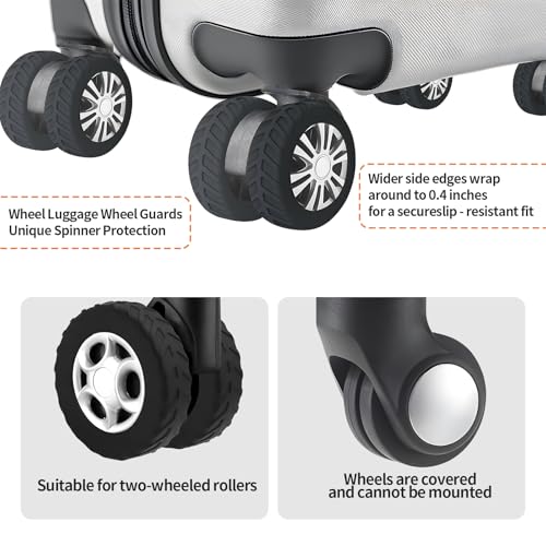 Luggage Wheel Covers for 8 Spinner Wheels – Silicone Protector Set, Anti-Drop & Silent Rolling, Fits 2.1"-2.4" Wheels, Black 10pcs for Carry-On Suitcases & Travel Luggage2