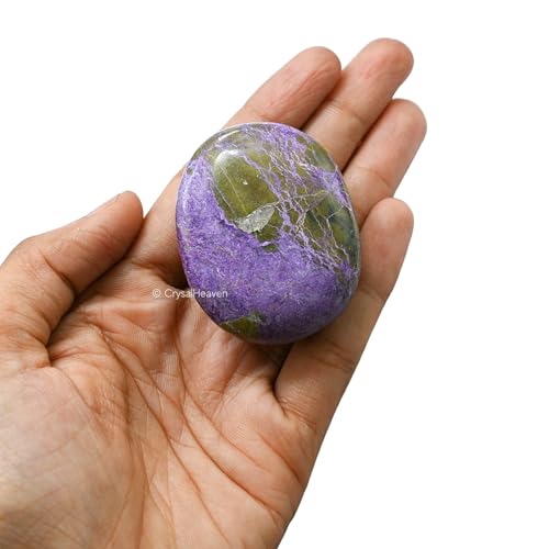 Image of Certified Stichtite Crystal Palm Pebbles Stones for Anxiety Stress Relief Massage - AAA Grade Original Healing Gemstone Agate Palm Stone for Yoga Meditation Spiritual Reiki Feng Shui