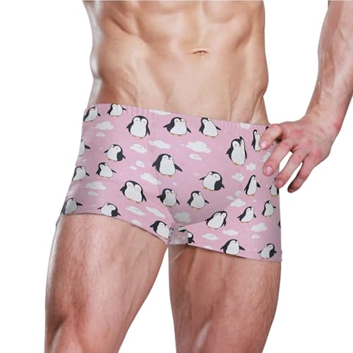 Cute Penguins Mens Swim Trunk Swimwear Bathing Suit Swim Brief Square Leg Board Short S B04049533