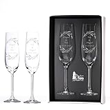 JOYERIA EL FARO | Copas grabadas para novios | Copas personalizadas para bodas | Cristal de Bohemia de alta resistencia | Estuche premium incluido | Brinda y celebra el amor (Ramitas)