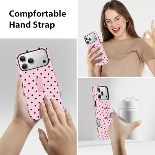 Coque iPhone 17 Pro Max MagSafe à pois KANGHAR avec support et sangle