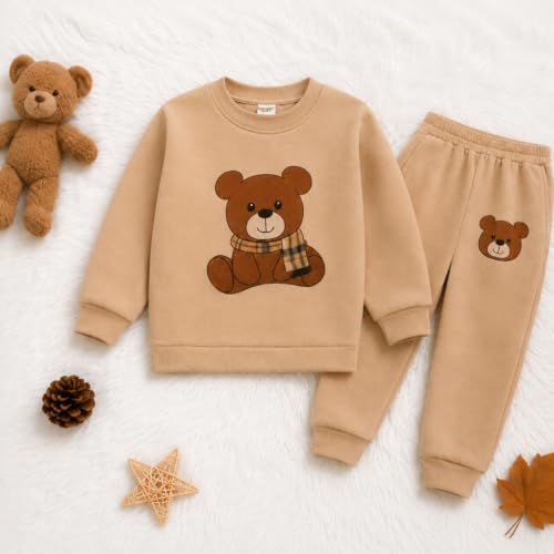 Image of Kids Winter Teddy Fleece Sweatshirt & Jogger Set for Kids Boys Girls