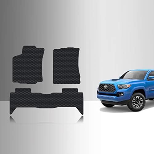 TOUGHPRO Floor Mats Accessories Set (Front Row + 2nd Row) Compatible with Toyota Tacoma (Double Cab) All Weather Heavy Duty (Made in USA) Black Rubber 2016 2017 2018 2019 2020 2021 2022 2023