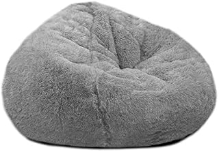 rucomfy Beanbags Hygge Faux Fur Bean Bag. Luxury Soft & Furry Pre Filled Living or Bed Room Chair for Adults. 80 x 110cm (Grey)