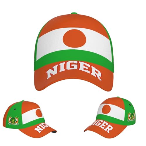 Gorra de béisbol con Estampado 3D de la Bandera de Níger, Estilo nigerino, Ideal para Correr y Practicar Deportes. Color Blanco.