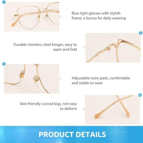 Miniatura 6 de Firmoo Gafas Luz Azul Para Mujer Hombre, Filtro Antifatiga Anti-Luz Azul Y Contra Uv400 Ordenador Gaming Pc De Gafas Montura De Metal Moda