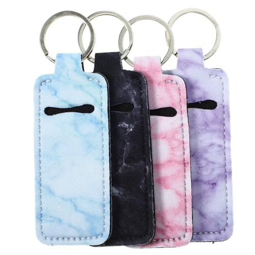 JOINPAYA Porte-Soin à Lèvres Porte-Clés en Néoprène Carré Lot de 4 Étui pour Rouge à Lèvres et Gloss Accessoire de Maquillage Pratique pour Randonnée et Voyage