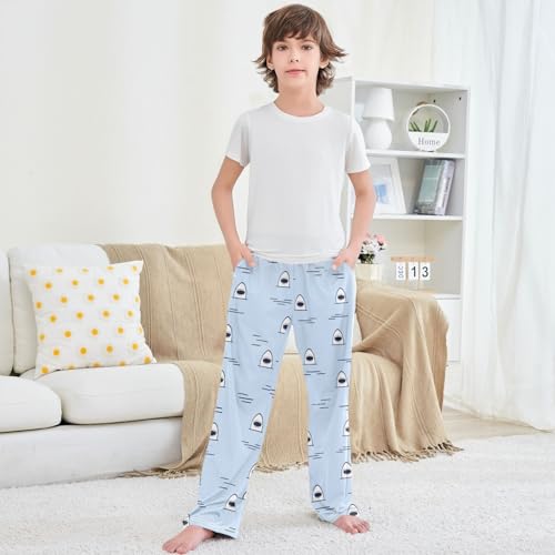 Boy's Pants Happy White Sharks Big Mouth Jogger Pants Elastic Waist Long Bottoms Trousers with Pockets 6-14 Years 5