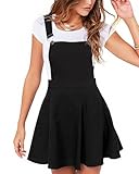 YOINS Overall Pinafore Dresses for Women Adjustable Straps Pleated Mini Cute Suspender Skirts Pinafore Dress-Black L