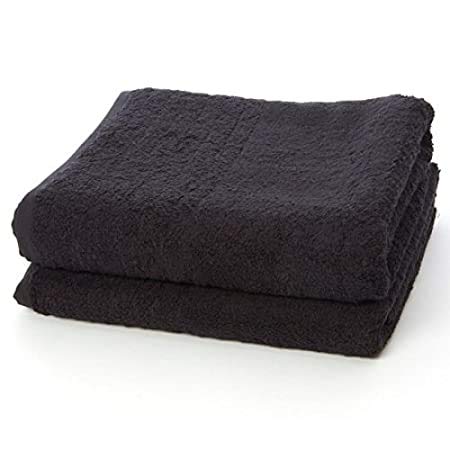 Image of Global Home 100% Cotton Bath Towel Set of 2 - 550 GSM Soft & Absorbent Towels, 140 x 70 cm Large Black Towels for Bathroom, Gym, Spa, Hotel & Home Use