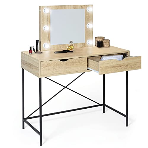 IDMarket - Coiffeuse Louisa Design Industriel avec Miroir LED