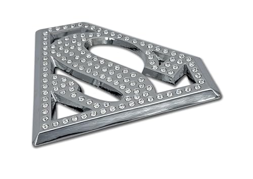 Image of Elektroplate Officially Licensed DC Comics Superman Crystal Chrome All Metal Emblem for Cars, Trucks, and All Auto | Universal Fit at 4.2 inch x 3.0 inch | Weatherproof