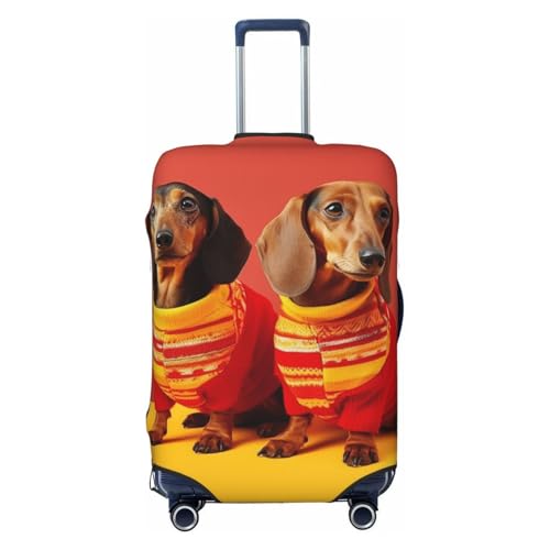 Cute Dachshund Travel Luggage Cover Elastic Washable Suitcase Protectors Anti-Scratch Suitcase Covers Luggage Protector Fits 18-32 Inch Suitcases