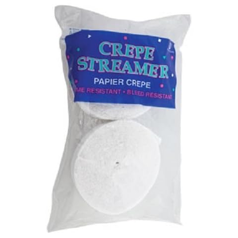 DENNECREPE White Crepe Paper Streamers 2 Rolls 140 Foot Total Cover