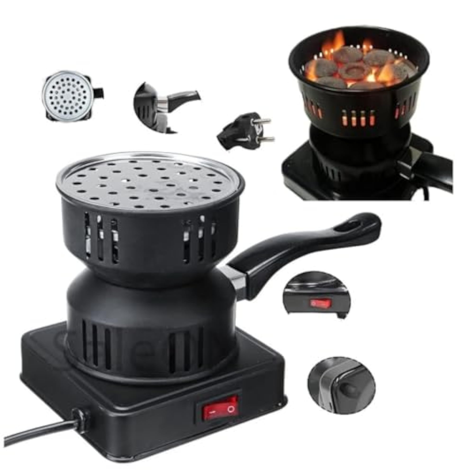 Electric Charcoal Burner Hot Plate, Black