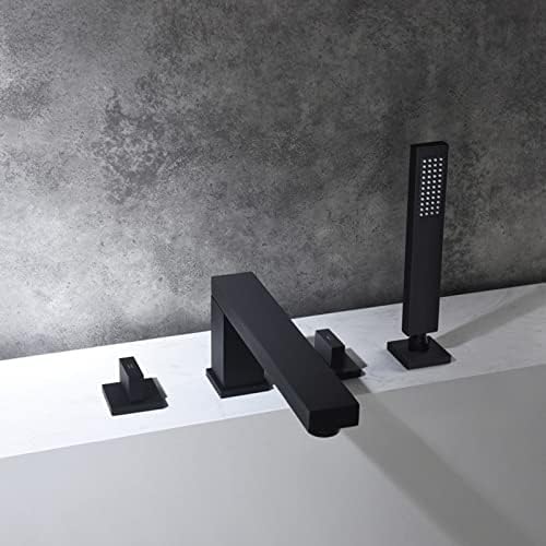 Robinet de douche avec douchette extractible pour baignoire 4 trous