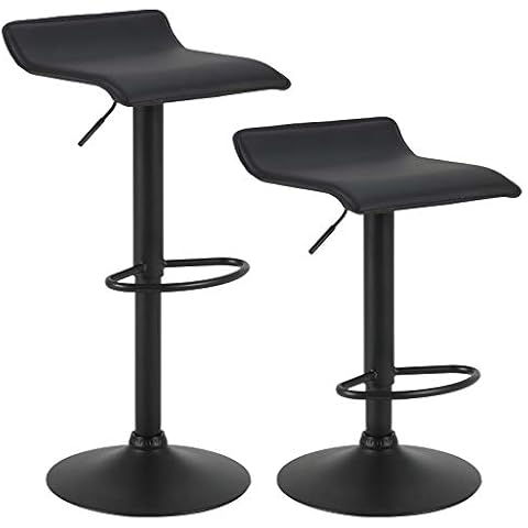 WOLTU Barhocker BH159sz-2 2er Set Barstuhl Tresenhocker Bistrohocker Designer Hocker, höhenverstellbar drehbar, Kunstleder Stahl, Schwarz Cover