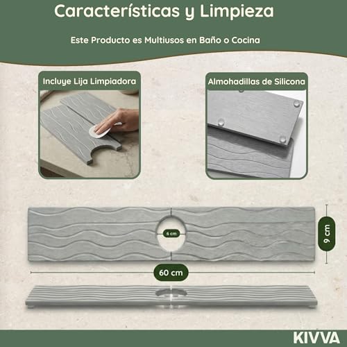 Piedra Diatomita Cocina - Piedra Diatomita Baño - Alfombrilla de Piedra para Fregadero - Diatomita Cocina - Stone Drying Mat Kitchen - 60x10CM - Stone Faucet Mat - Alfombrilla de Piedra para Fregadero - imagen 4