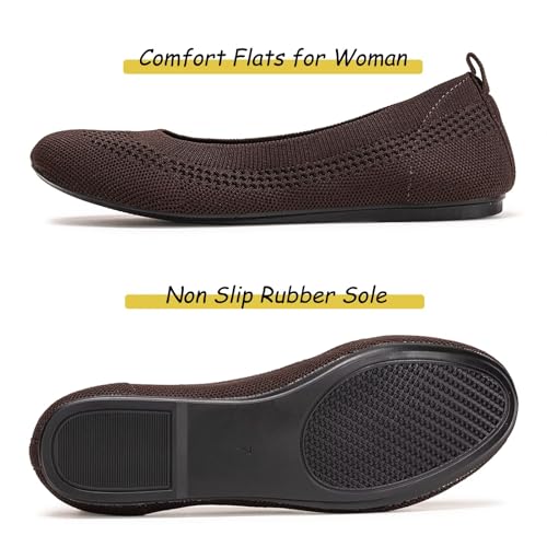 Image of Frank Mully Women's Ballet Flats Round Toe Walking Flats Slip On Work Shoes Knitted Flats Shoes for Woman Soft Lightweight