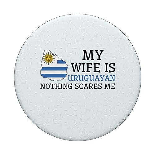 Uruguayan Flag Nothing Scares Me Wife Husband Uruguay Pride PopSockets Swappable PopGrip, Black - Image 3