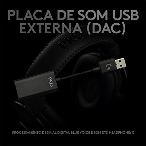 Headset Gamer Logitech G PRO X 7.1 Dolby Surround com Tecnologia Blue VO!CE, Design Confortável e Durável e Drivers PRO-G 50mm glide
