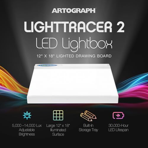 Artograph LED Lightbox, 12' x 18' Lighted Drawing Board with Storage Tray, LightTracer 2