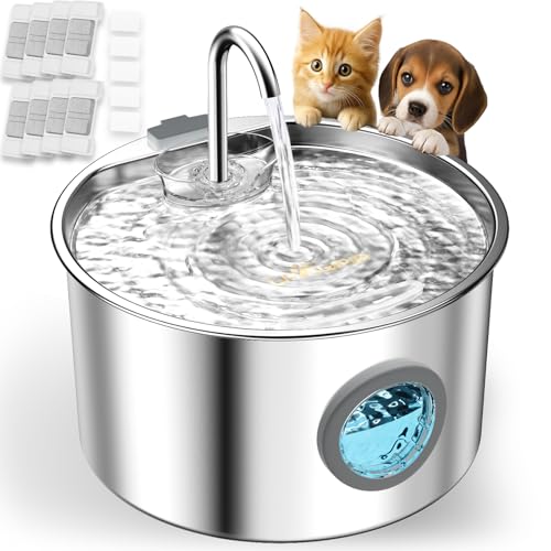 UPAWPIA Fontanella per Gatti Acciaio 3,2 L Fontana Automatica per Gatti Cani da Interno Fontane Ultra Silenziose in Metallo per per Bere Acqua per Accessori per Animali Domestici