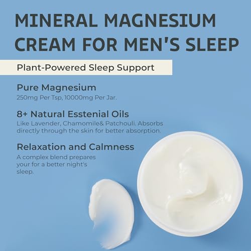 Magnesium Cream for Sleep & Leg Cramps: Soothing Magnesium Lotion with Lavender, Chamomile, Patchouli for Body - Calming & Relaxation Muscle Soreness - 4 fl.oz/120 ml