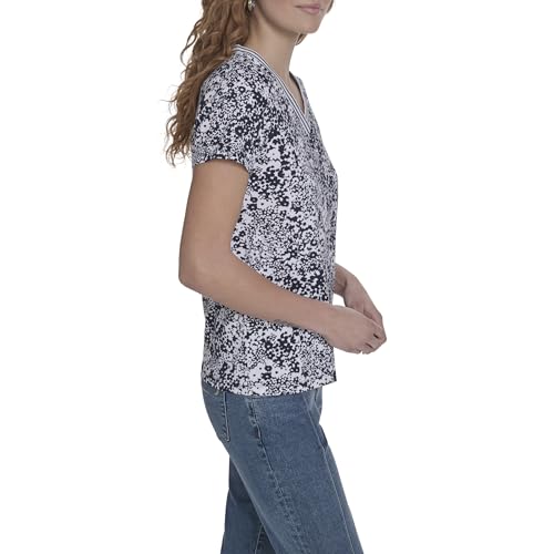 Image of Nautica Women's Solid V-Neck Short Sleeve T-Shirt Shirt