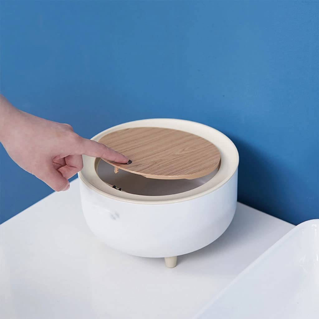 Desktop Mini Trash Can High Foot Design with Non-Slip Mat Press Lid Elastic Buckle Tool Home Car Storage Bucket Dustbin