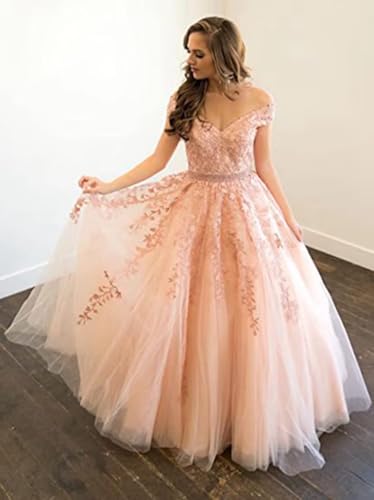Cap Sleeve Tulle Quinceanera Dress Ball Gown V Neck Laces Appliques Prom Dresses ZS374