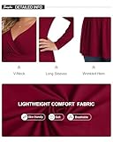 TIANZHU Plus Size Tops for Women Wrap V Neck Babydoll Shirt Long Sleeve Tunic Top Dressy Loose Blouse Mujer Blusas Button Flannel Outfit Halloween Fashion Womans Plaid Club Top, Wine Red, 4XL - Image 5