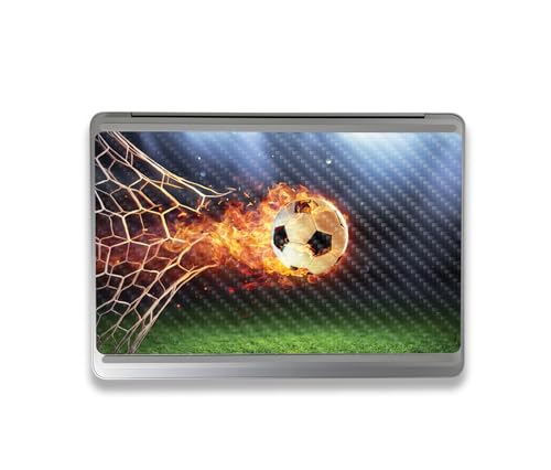Image of MightySkins Carbon Fiber Skin Compatible with Microsoft Surface Laptop Studio 2 (2023) Full Wrap Kit - Flaming Soccer Ball | Protective, Durable Textured Carbon Fiber Finish | Made in The USA
