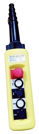 AMVO 4WAY WITH Emergency Stop Crane Hoist Control, Crane Chain Hoist Push Button Switch Lifting Pendant Rainproof Pendant Switch Control for Hoist (4+1, Ways Push Button Switch)