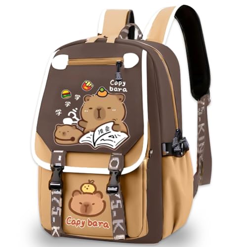 MIFKLMV Capybara Mochila Mochila De Capibara De Gran Capacidad con Dibujos Animados, Mochila para niños mochila de animales, Mochila Escolar De Nailon Resistente a Manchas para Estudiantes, Bolsas -B