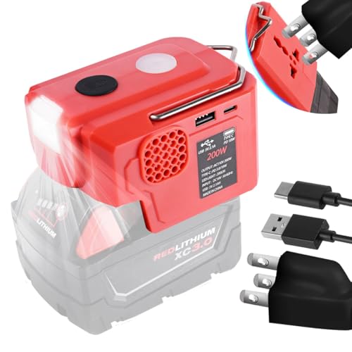 Image of 200W Power Inverter for Craftsman 20V Battery with 1 USB 1 Type C DC 20V to AC 110V Battery Inverter. for Compliances Such as Phones Tablet Razors