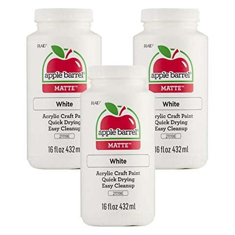 Apple Barrel Acrylic Paint in Assorted Colors, White (Pack of 3) 16 oz, 21119A- (Pack of 3) Cover