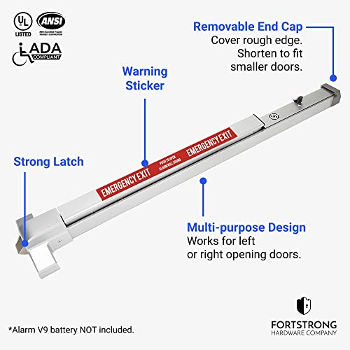 Fortstrong Fh-850A Alarmed Panic Bar Exit Device - Push Bar For Exit Doors - Loud Warning Strike Bar With Warning Stickers - Easy Installation #TOP2