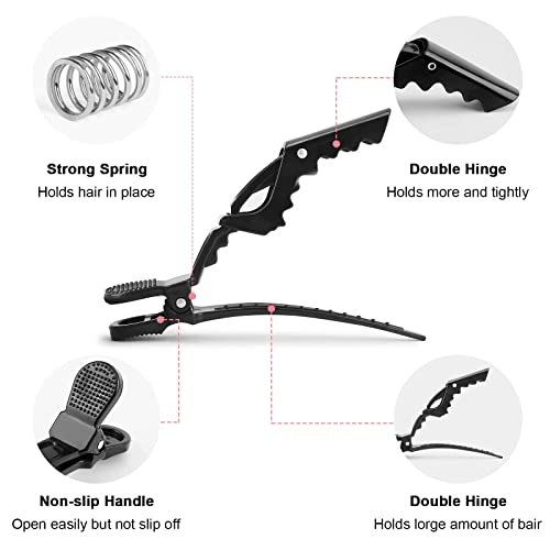 Ammon 10 Pcs Black Hair Clips Alligator Hair Clips Salon Hairclip For Styling Sectioning Clips Professional Plastic Gator Hair Clips For Women With Wide Teeth And Double-Hinged Design #TOP2
