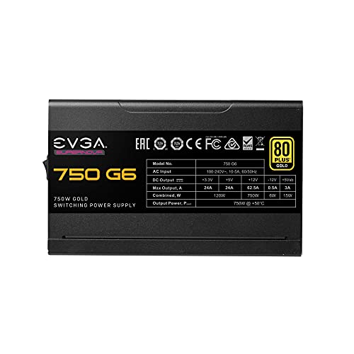 Image of EVGA 750 G6, 80 Plus Gold 750W, Fully Modular, Eco Mode with FDB Fan, 100% Japanese Capacitors, 10 Year Warranty, Includes Power ON Self Tester, Compact 140mm Size, Power Supply 220-G6-0750-X1