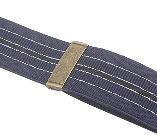Mens Suspender 4 Swivel Strong Hooks Adjustable Braces Elastic Comfortable X Style Heavy Duty Strap (Navy Stripe) #TOP3