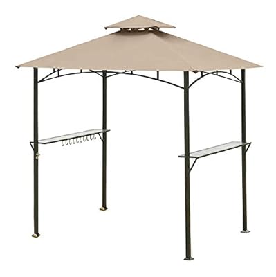 ONTHEWAY 5FT x 8FT Double Tiered Replacement Canopy Grill BBQ Gazebo Roof Top, for Gazebo Model L-GZ238PST-11 Only